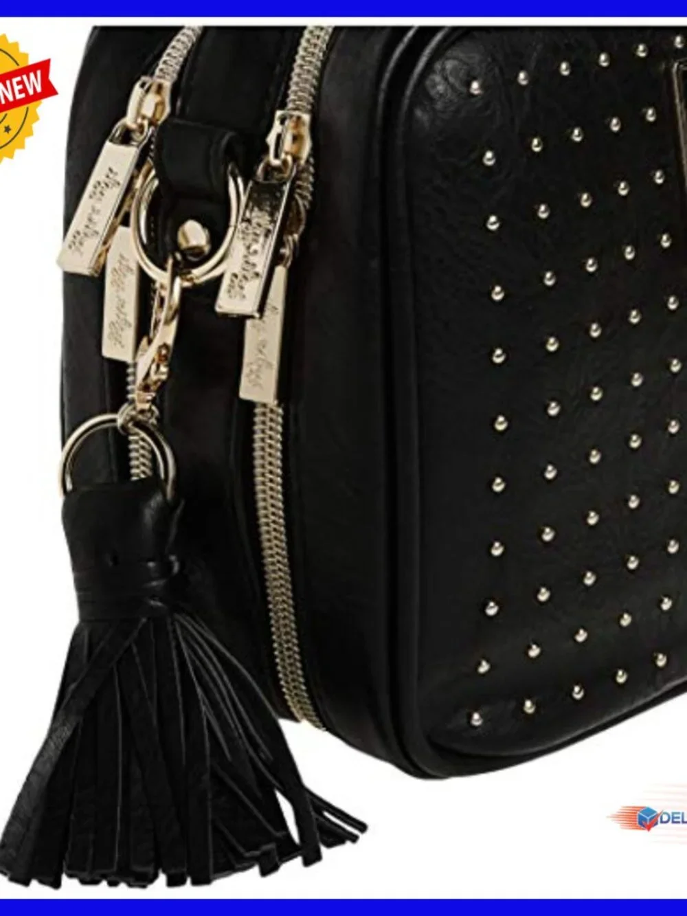 Vegan Leather Crossbody Diaper Bag with 6 Pockets, Changing Pad